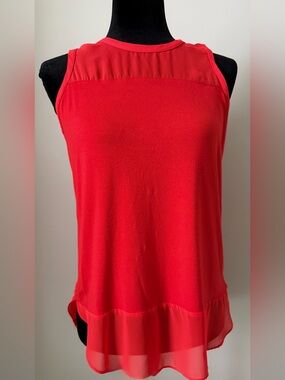 Vince Camuto Red Sleeveless  Chiffon-Trim Women's Top